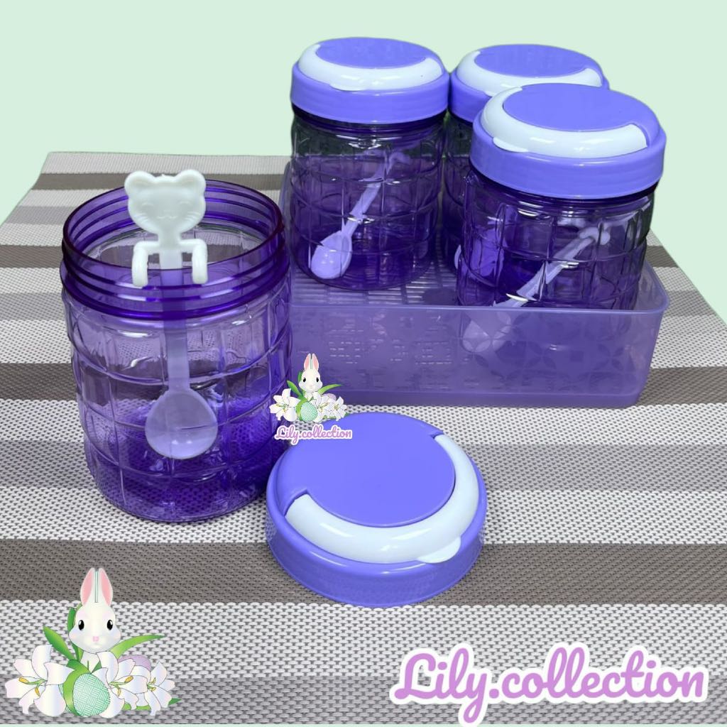 Set Toples Plastik Bening Isi 4  - Toples Plastik BPA FREE- Toples Kristal - LILYCOLLECTION
