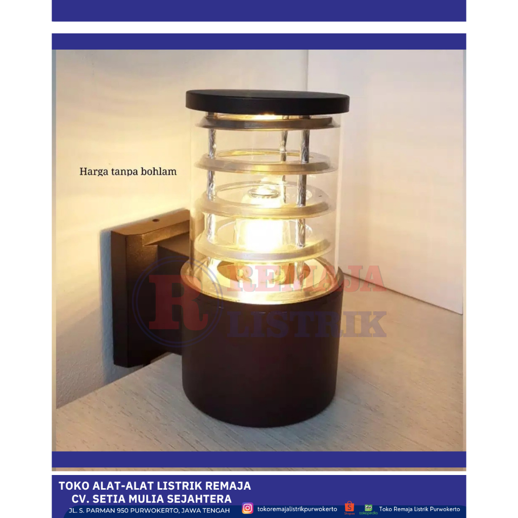 Lampu Dinding Taman Bulat 1 lampu E27 Bossecom BE - 005