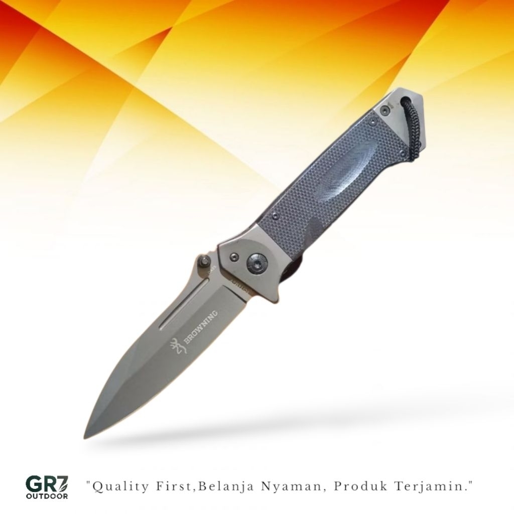 Pisau Survival Lipat Browning DA35 Paracord Titanium Solid Steel Ergonomis