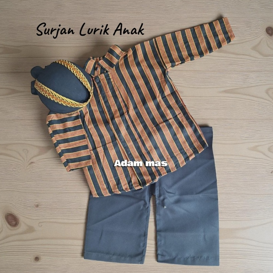 Set Baju Lurik Anak Jawa Baju Celana Blangkon Setelan Baju Adat Jawa Anak Laki Laki Umur 2-11 Tahun