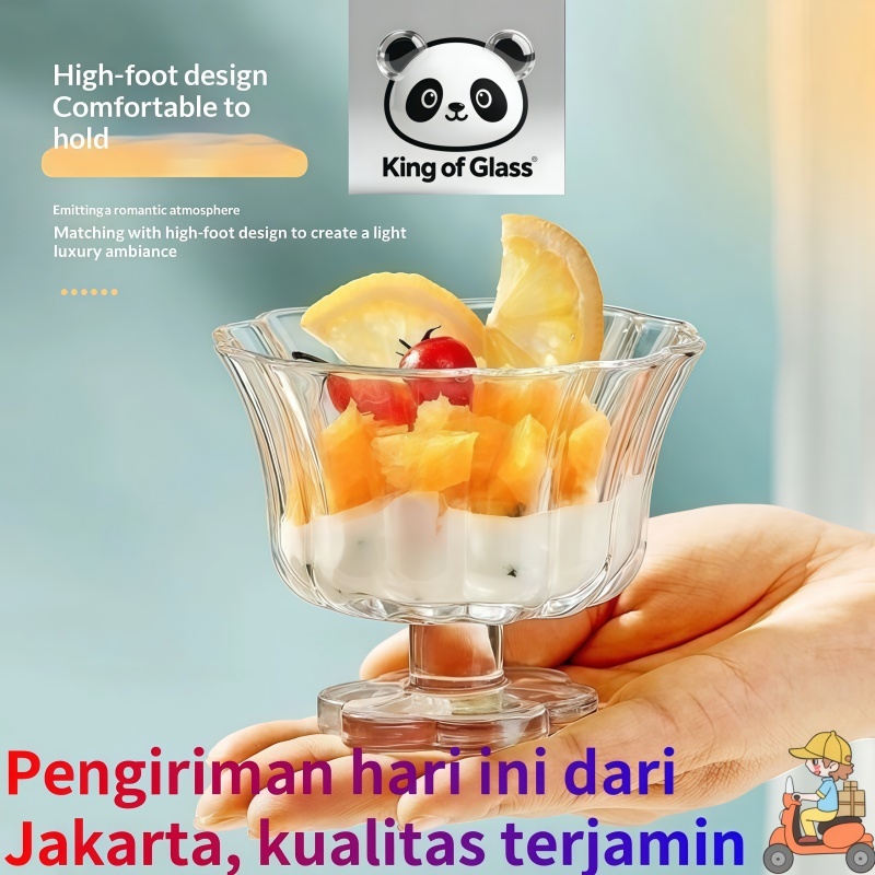 Glass Ice Cream Bowl Mangkok Kaca Dessert Gelas Es Campur Mangkuk Pudding Buah