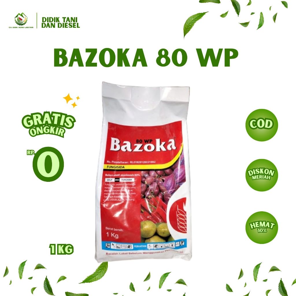 BAZOKA 80 WP 1 KG | Fungisida Mancozeb 80% | Obat Busuk Daun Bercak Ungu Bawang Merah