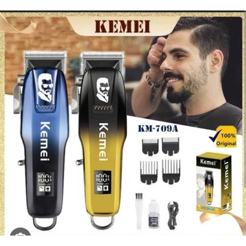 Kemei KM-709A Hair Clipper Mesin Cukur Rambut Profesional Rechargeable Biru