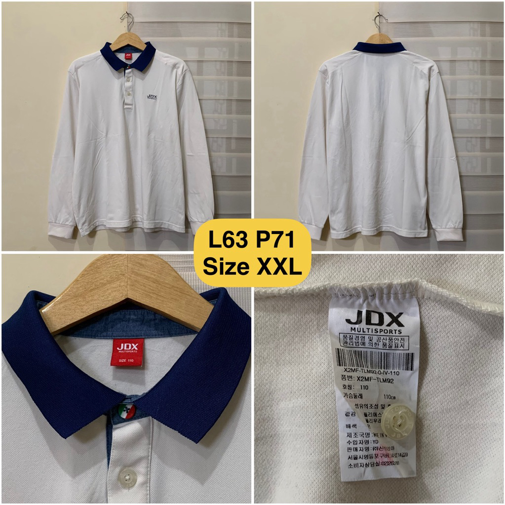 Poloshirt Lengan Panjang JDX Putih Original