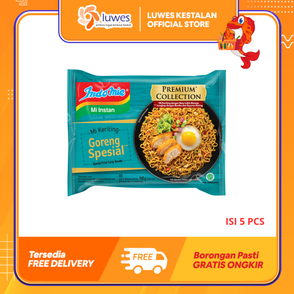 (ISI 5 PCS) Paket Indomie Premium Collection Mie Keriting Goreng Special 90gr
