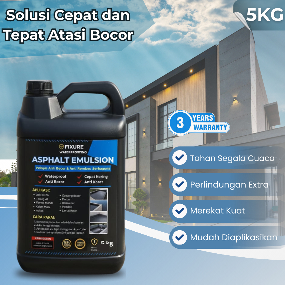 Aspal Cair Bitumen 5Kg Anti Bocor Rembes Untuk Dak Beton Aspal Emulsi Super Kental