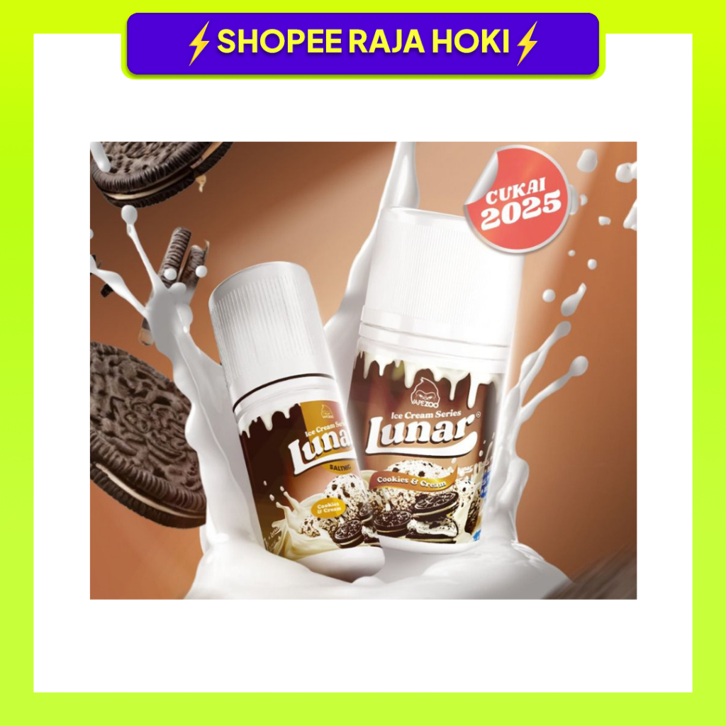 LUNAR ICE CREAM COOKIES & CREAM 60ML SERIES FREEBASE 100% AUTHENTIC