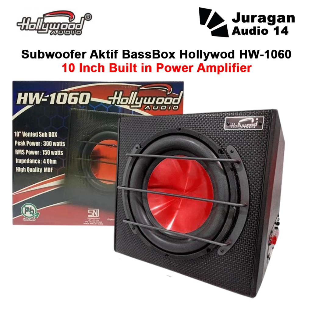 Subwoofer Aktif Bass Box HOLLYWOOD HW-1060 10 Inch Basstube Built in Power Amplifier
