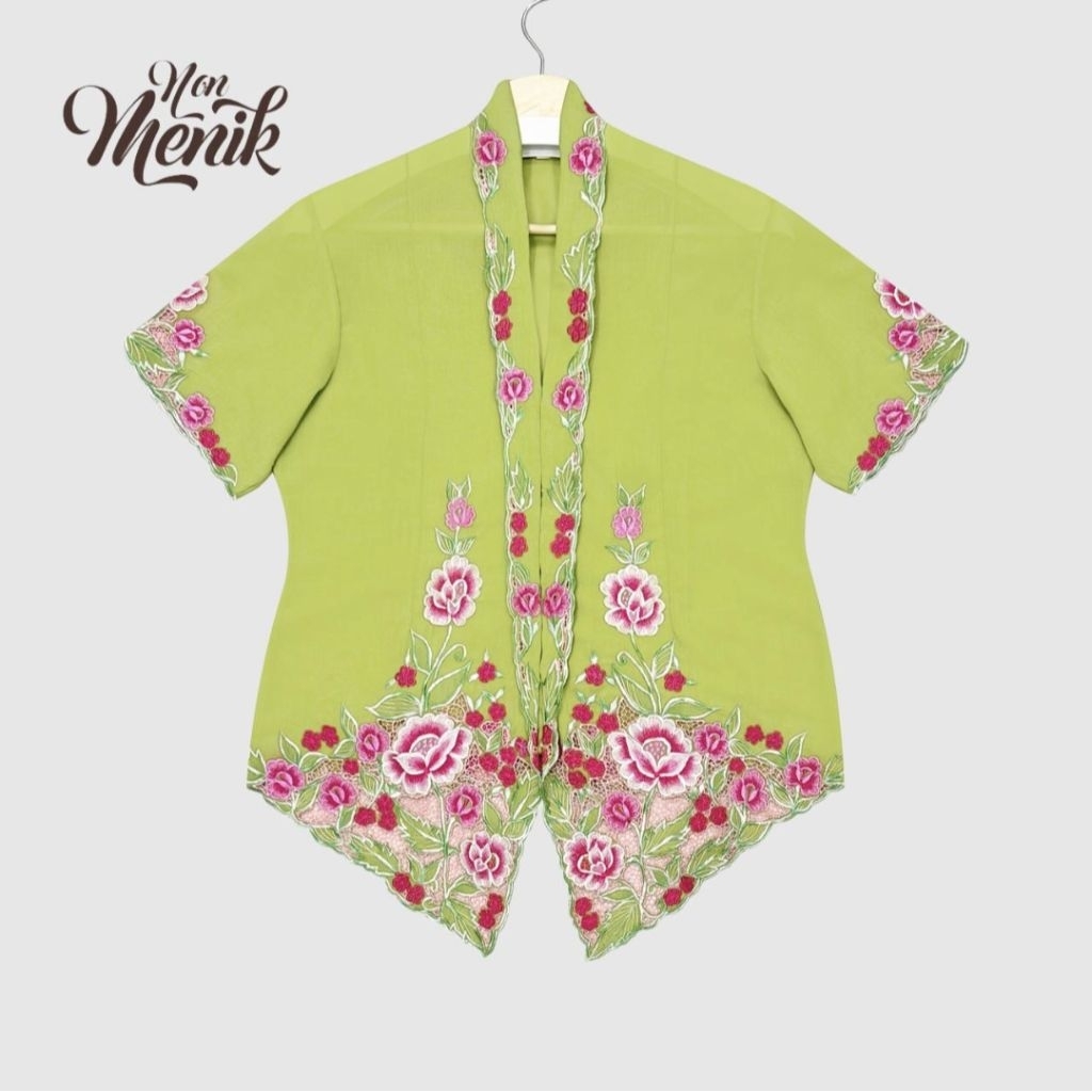 L KEBAYA ETNIK BUNGA2 LEMON GREEN