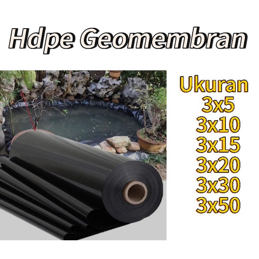 Plastik hdpe Geomembran 200 Micron berbagai ukuran  ( kolam ikan )