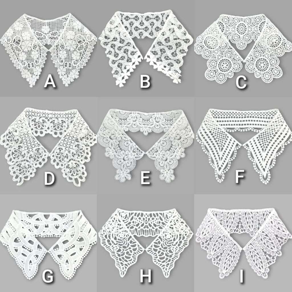 kerah standard import ( 5 ), aplikasi kerah, kerah bordir, renda kerah