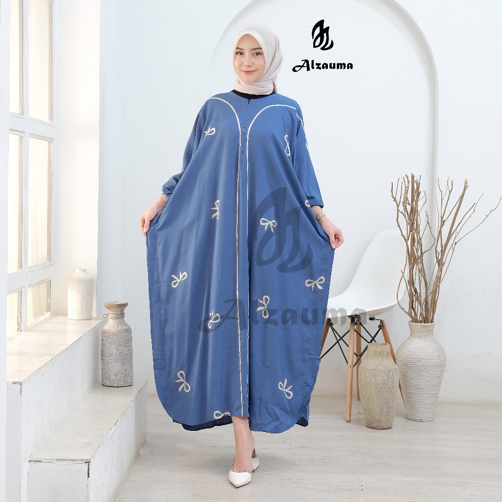 ALZAUMA Gamis Pita Pitaloka | Kaftan Motif Pita Pitaloka | Daster Model Kelelawar Motif Pitaloka