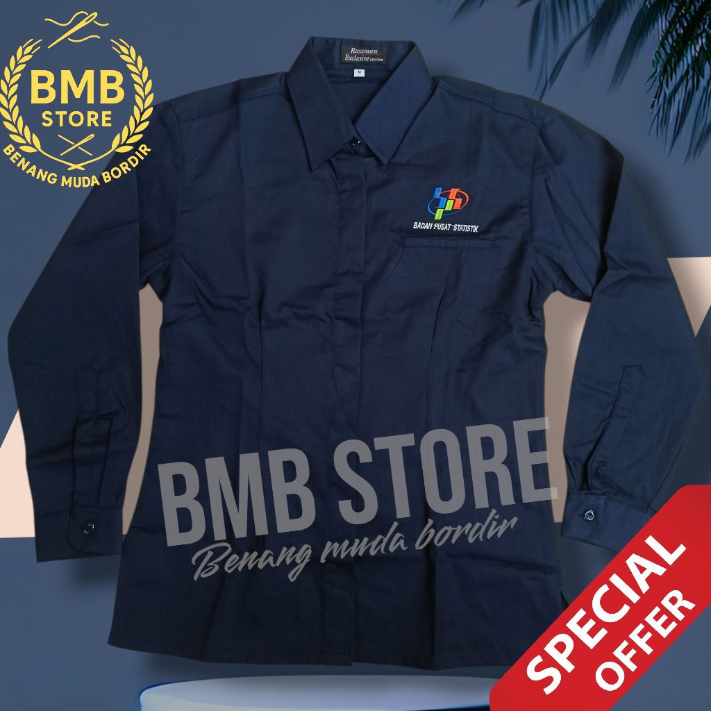 Kemeja wanita BPS model slim fit warna navy