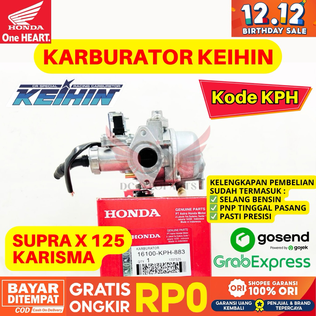 KPH KARBURATOR SUPRA X 125 KEIHIN ORIGINAL AHM HONDA, KARBURATOR ORIGINAL KARISMA, KARBURATOR SUPRA 