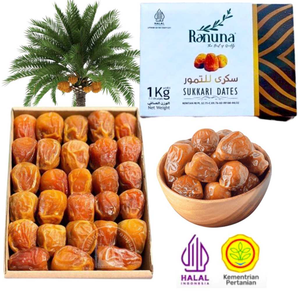 Sukari Premium Ranuna 1kg Berkualitas Grade A+ / kurma ranuna sukari / kurma sukkari