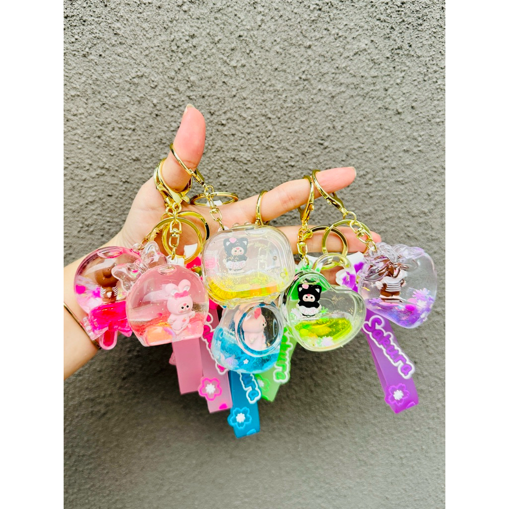 [ GROSIR ] Gantungan Kunci Air Glitter bermacam motif lucu dan unik (bisa mix)