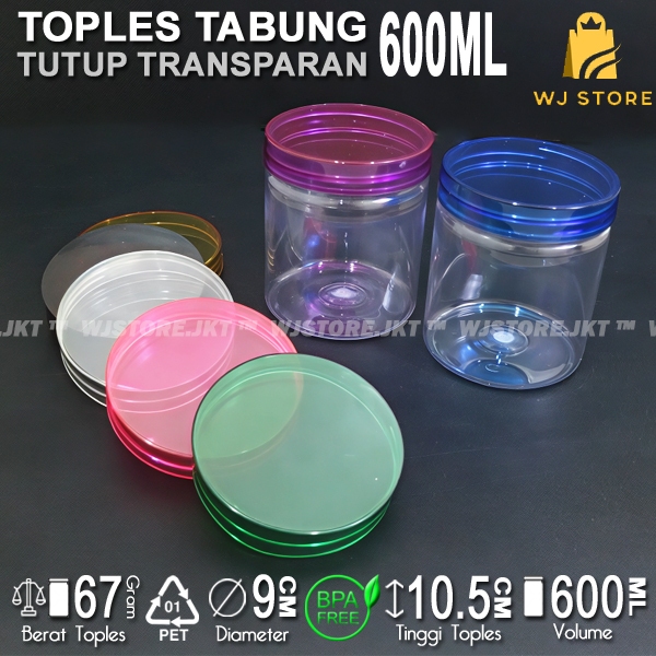 TOPLES TABUNG TRANSPARAN 600ML / TOPLES 600ML