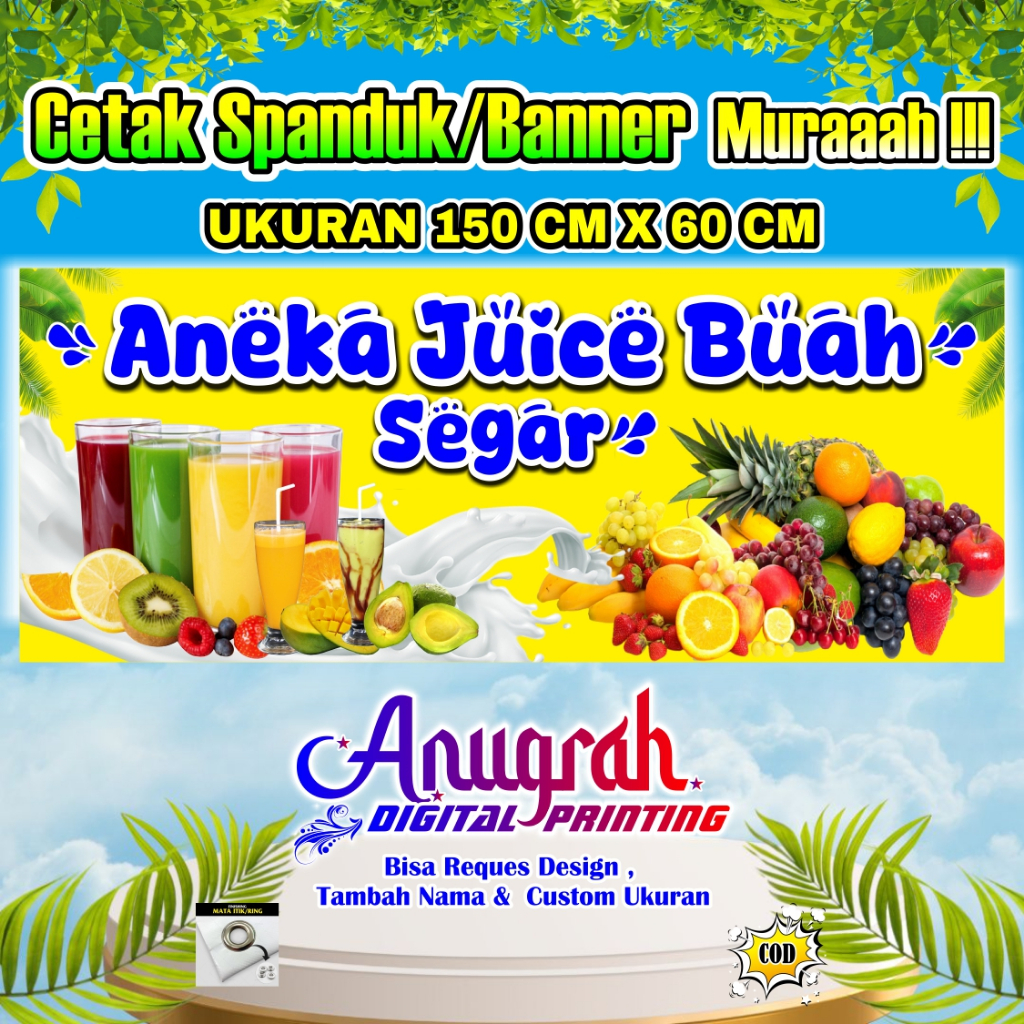 Spanduk Banner Aneka Juice Buah Segar Ukuran 150 cm x 60 cm