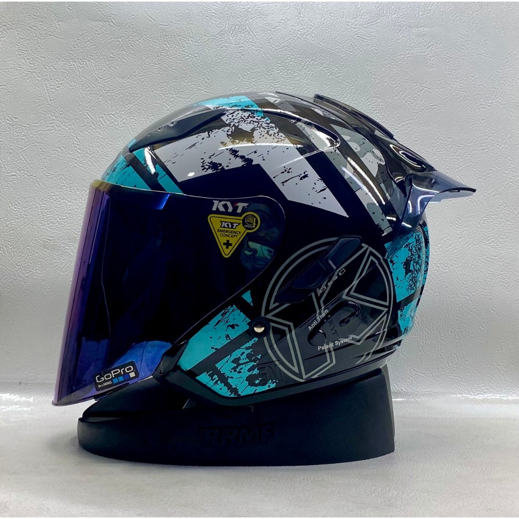 KYT GALAXY FLAT R ALL MOTIF KC BLUE FREE SPOILER 2D & 3D PAKET GANTENG - KYT ORI DOT SNI HELM KYT HA