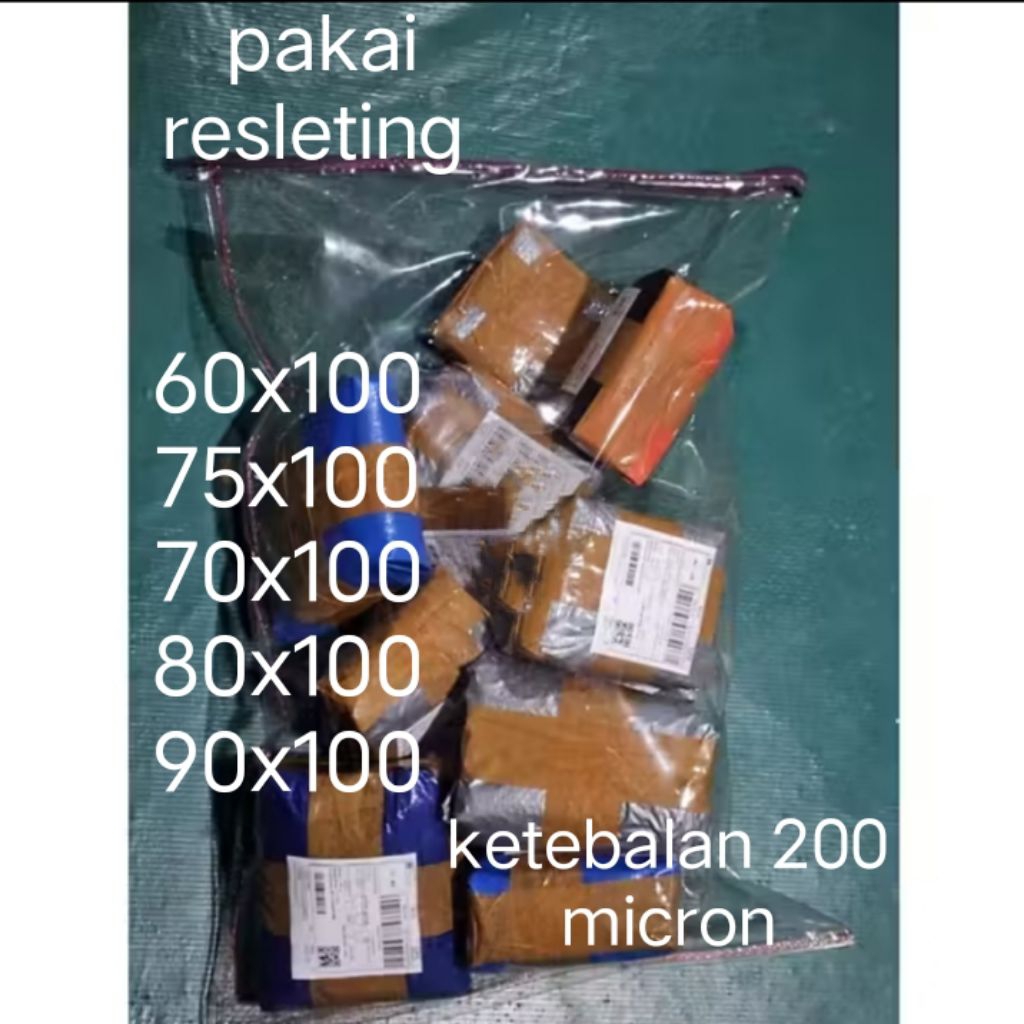 karung kurir pakai resleting bahan plastik uv ketebalan 200 micron