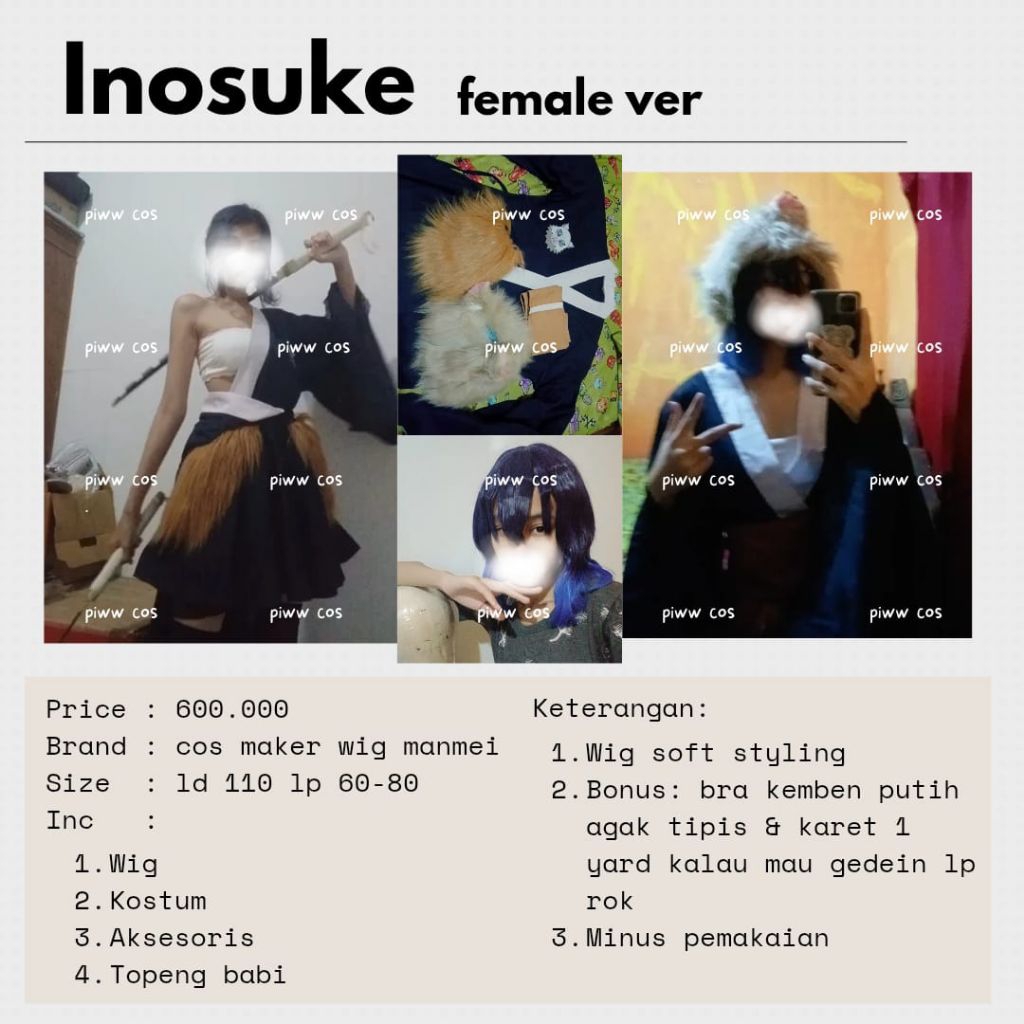 inosuke female cosplay | costume inosuke | inosuke cosplay | inosuke kimetsu no yaiba | kostum cospl