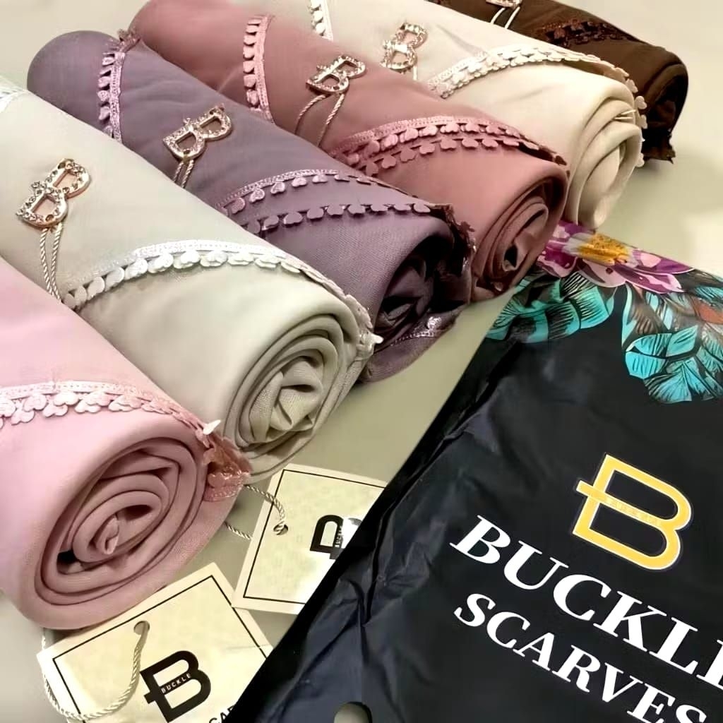 [10 PAKET HEMAT] PARIS HIJAB BUCKLE VINTAGE PACKAGING POUCH