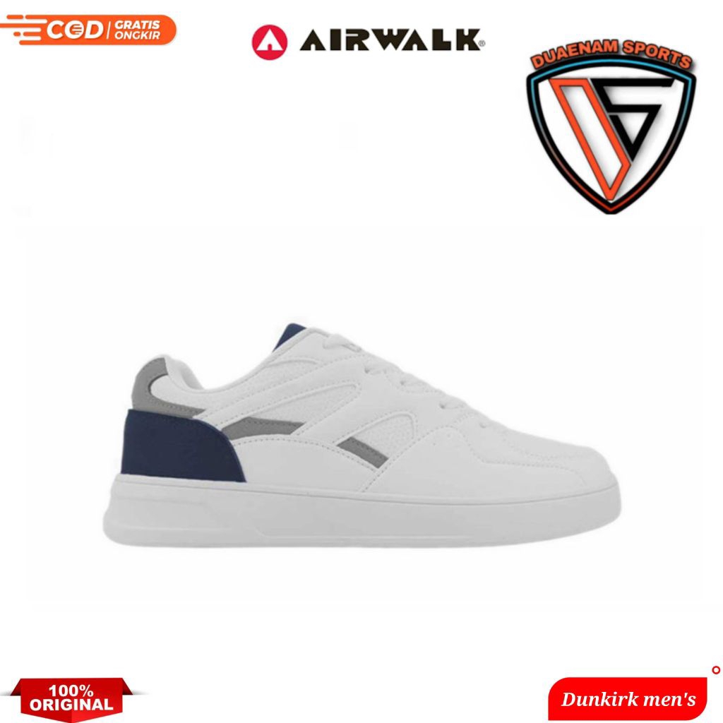 SALE AIRWALK DUNKIRK SNEAKERS SKATE SHOES-WHITE NAVY