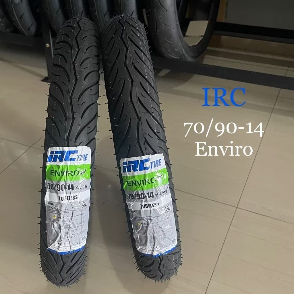 BAN LUAR DEPAN IRC ENVIRO TUBLES UKURAN 70/90-14 BAN DEPAN MIO SPORTY MIO J .GT M3 FINO ORINAL IRC