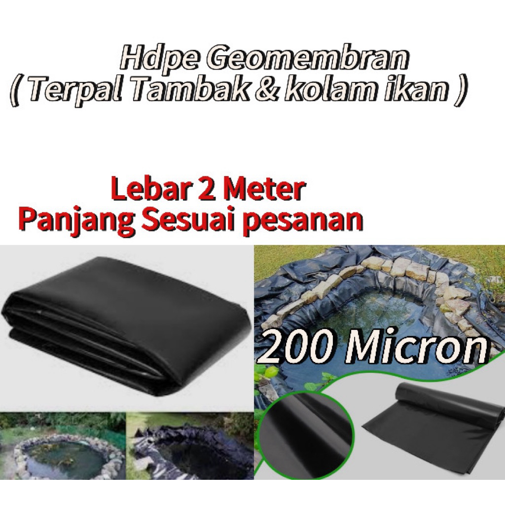 Plastik Hdpe Geomembran tebal 200 micron lebar 2 meter ( Kolam ikan )