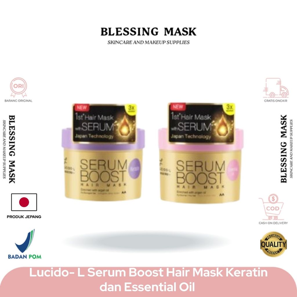 Lucido- L Serum Boost Hair Mask Keratin & Essential Oil | Hair Mask Untuk Melembutkan, Menghaluskan 