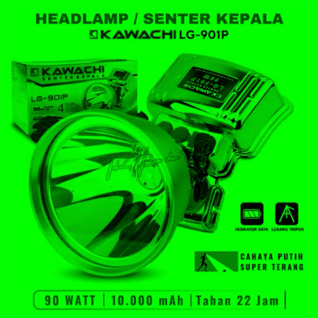senter kepala kawachi 90watt di cas