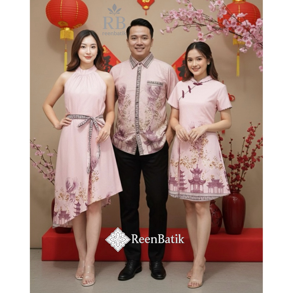 Batik Couple Imlek Warna Pink / Cheongsam Batik / Series SC-Pink#