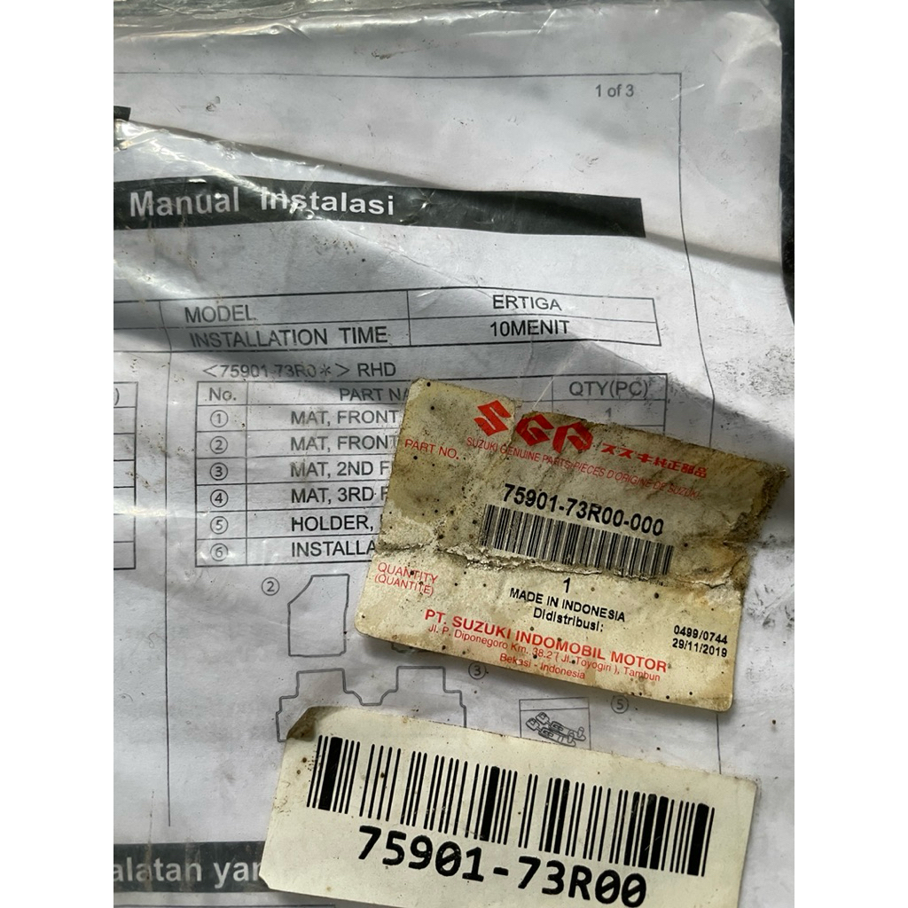 Karpet Suzuki Ertiga 3 baris Original Suzuki tahun 2023