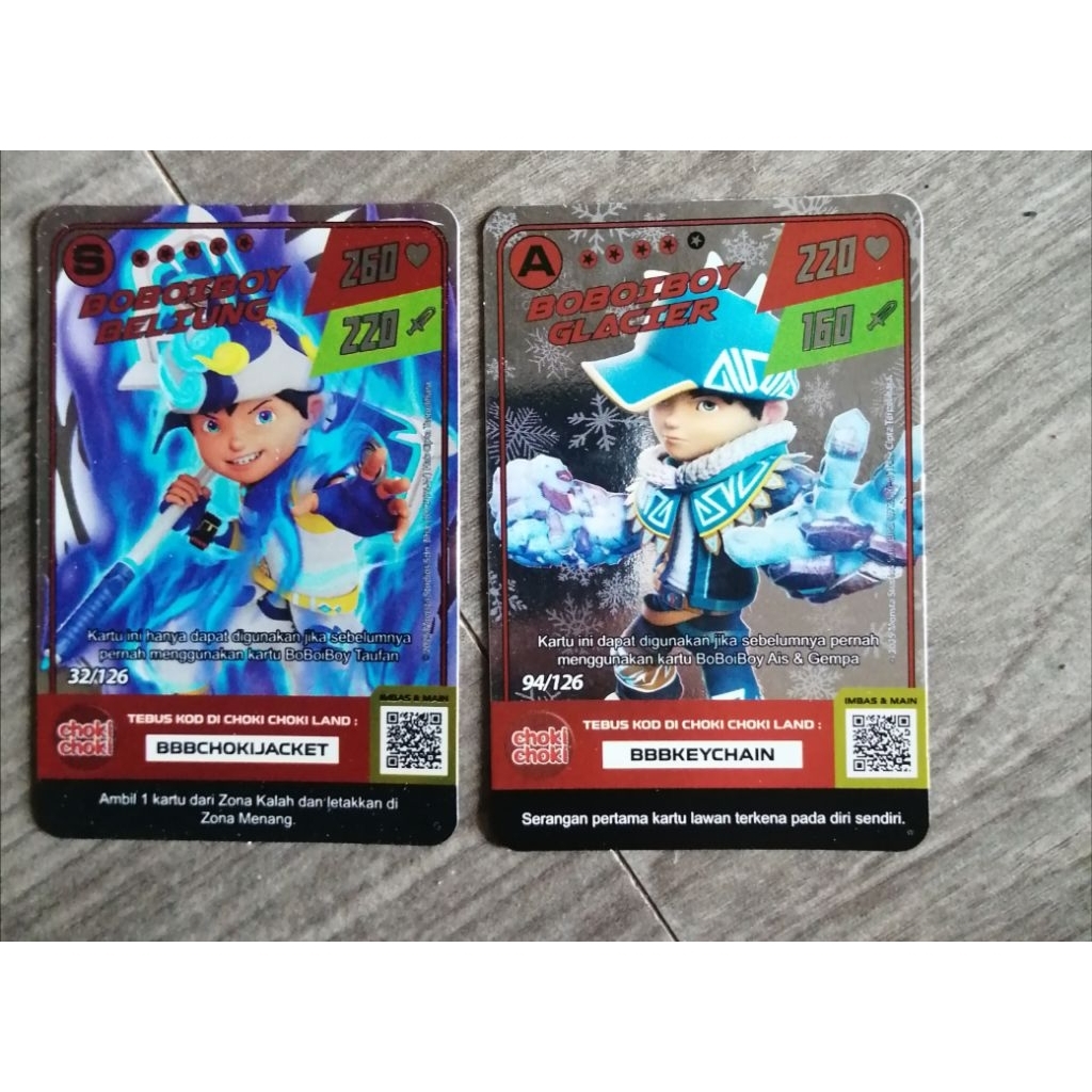 kartu foil Mosta galaxy Card x choki-Choki boboiboy beliung dan glaicer