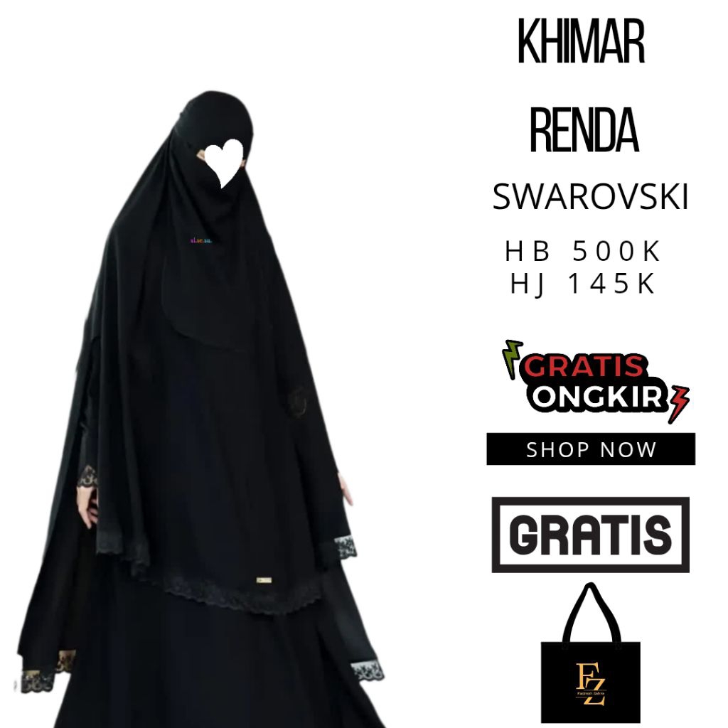 Khimar Renda Full Swarovski Preciousa sjsesa ala sisesa clothing