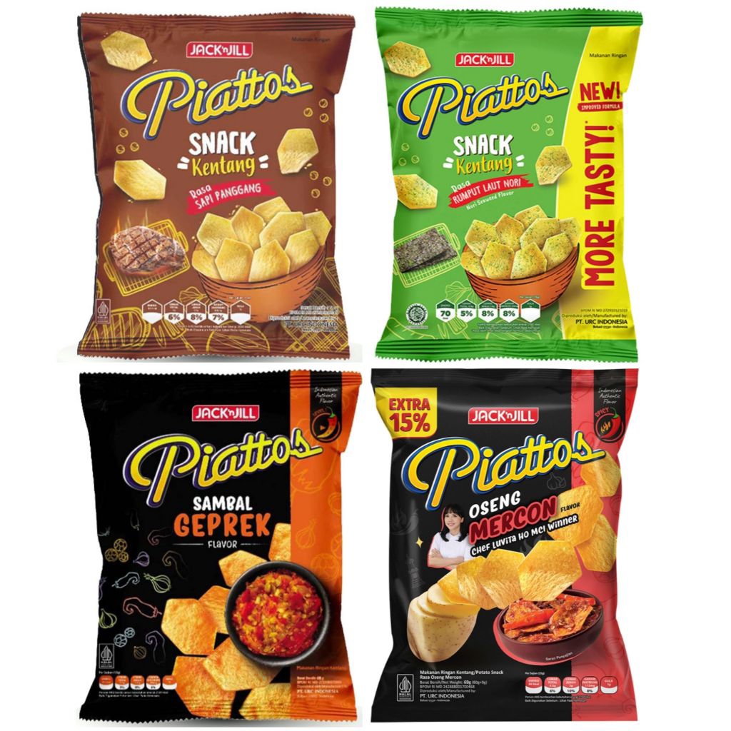 Piattos Aneka Snack Kentang Sapi Panggang Rumput Laut geprek mercon