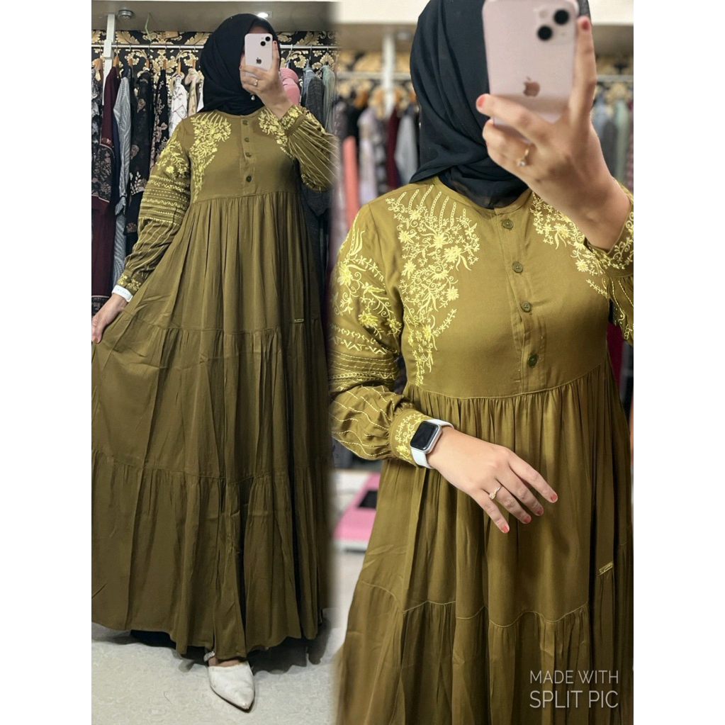 midi gamis  salvina rayon uniqlo twill