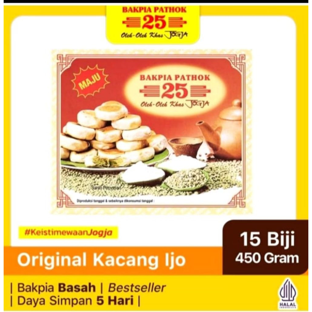 BAKPIA PATHOK 25 ORIGINAL. (KACANG HIJAU) 100% Asli Jogja