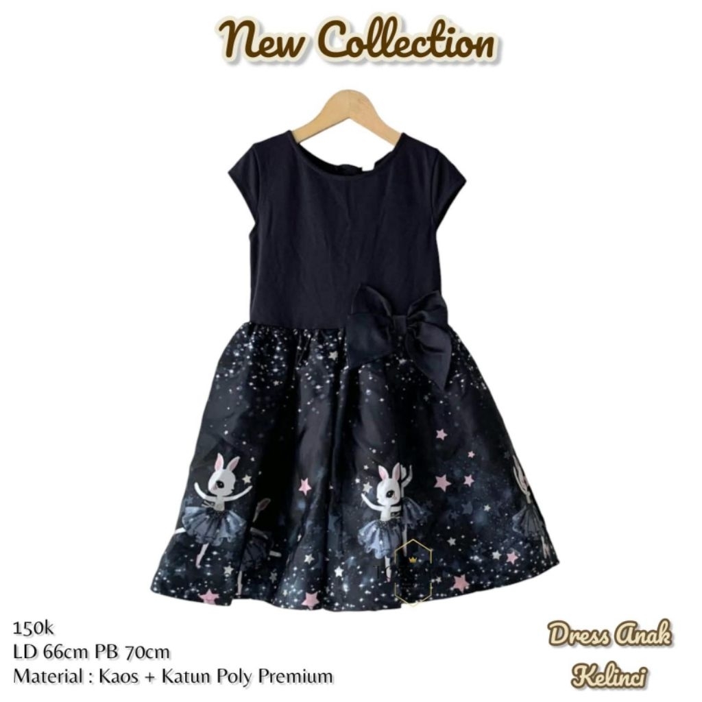 TOKOKU Dress Kelinci Anak Perempuan Kaos Twill