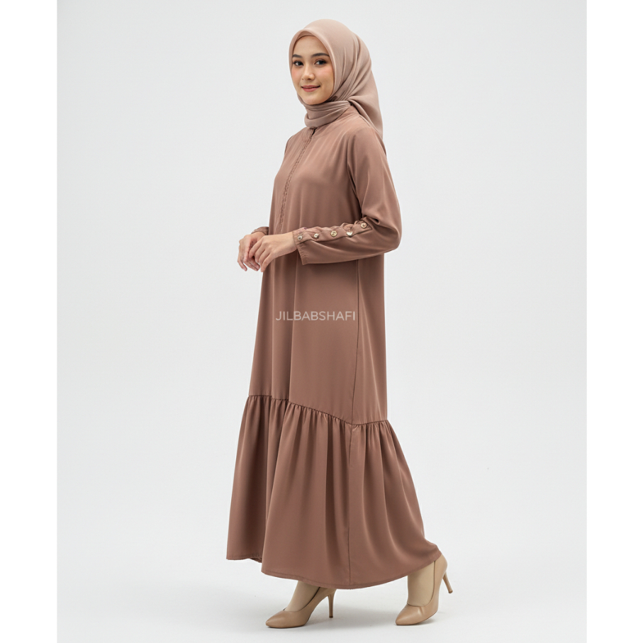 Shica Dress Baju Abaya Turkey Gamis Syari Wanita Remple Susun Hitam Kekinian Terbaru Bahan Forzaleta