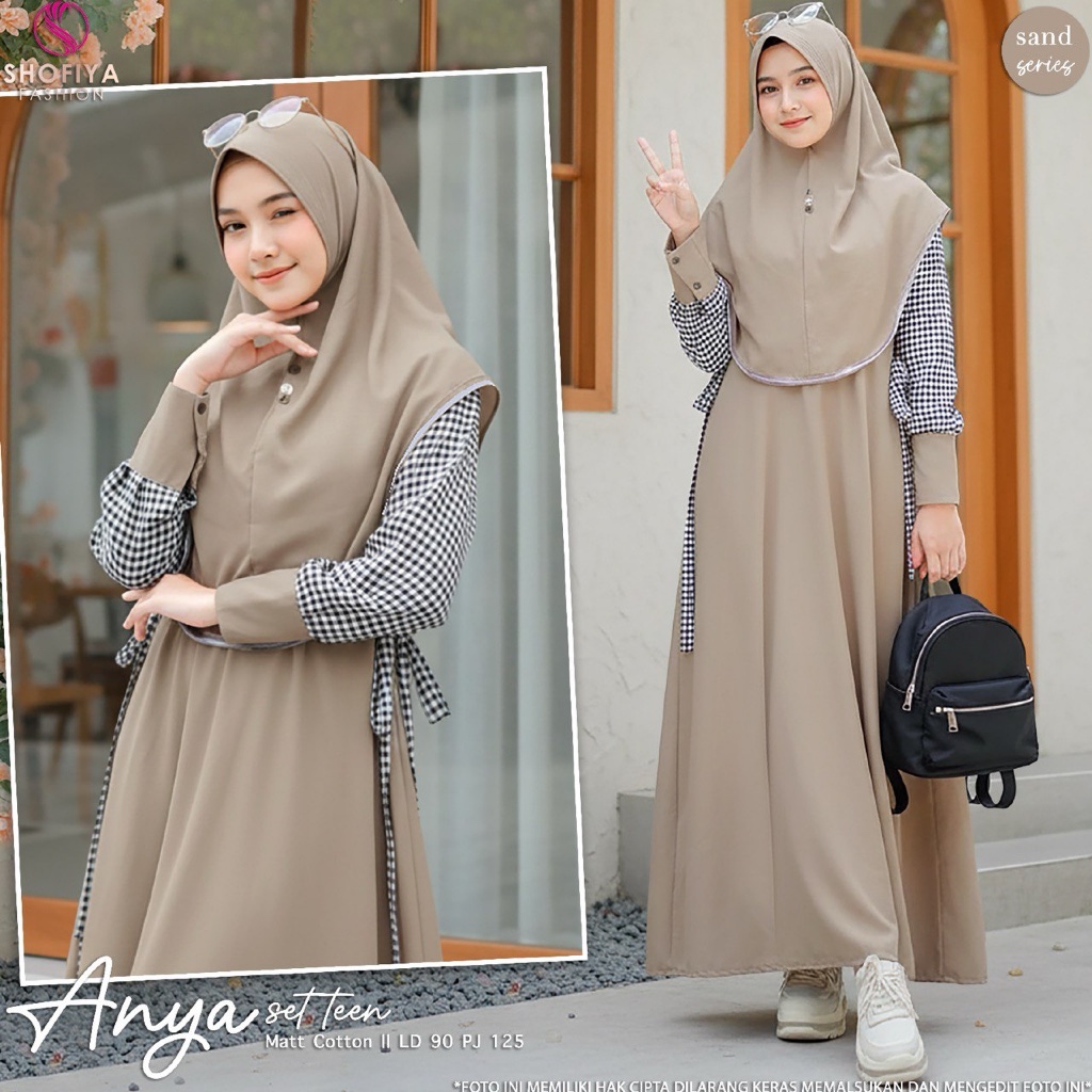 Anya - Set Dress Gamis Hijab Anak Remaja Perempuan by Shofiya Kids