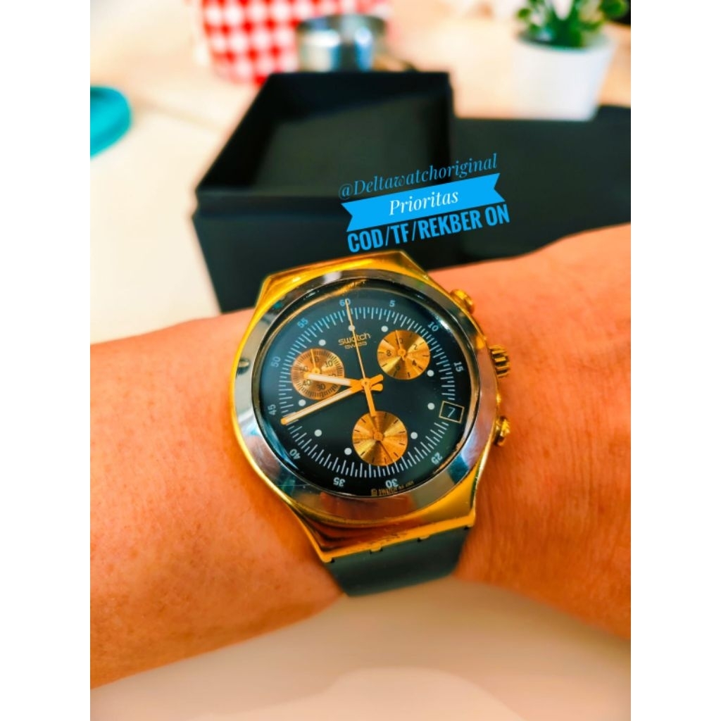 Jam Swatch Irony Sports Chronograph 007 James Bond Goldfinger Limited Edition Rare Item