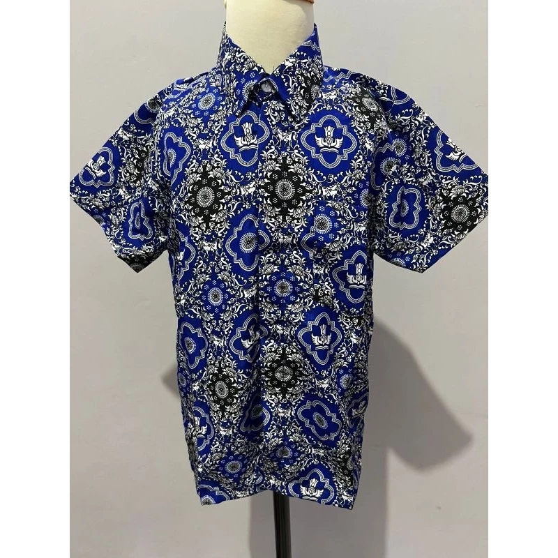 Seragam Batik SD Lengan Pendek Biru Tunas Harapan Biru Terbaru