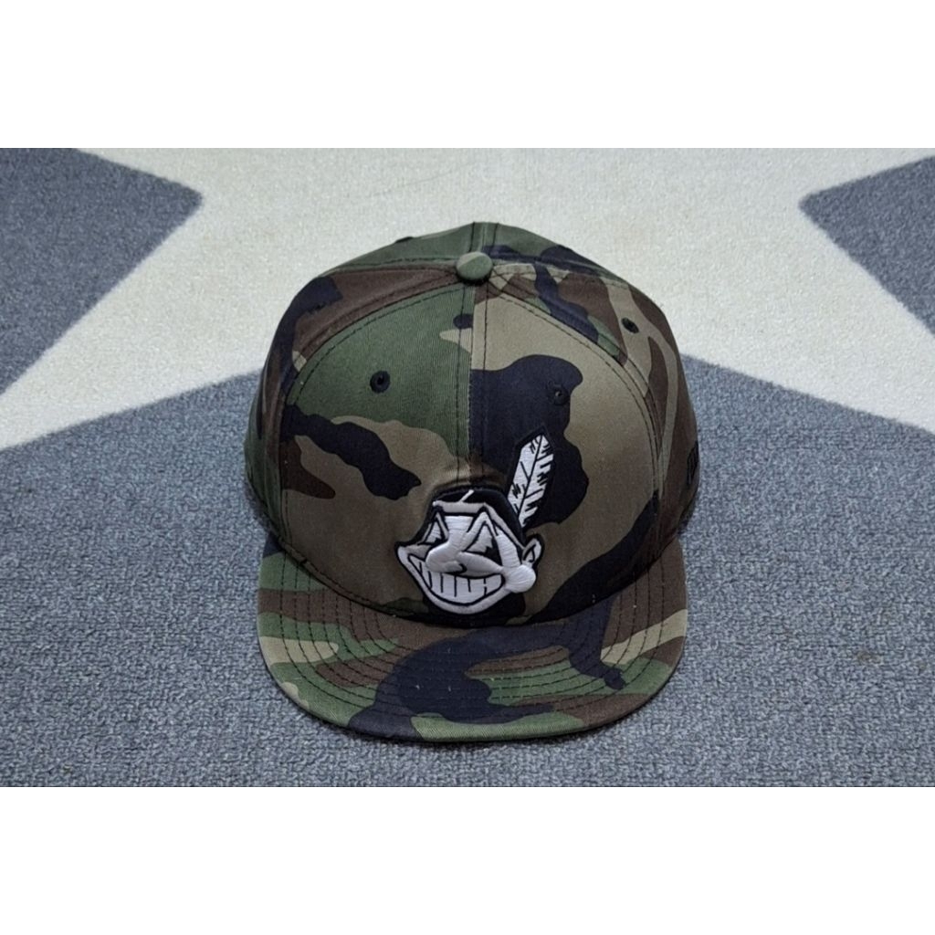 topi new era indians camo original fitted bekas preloved unik rare