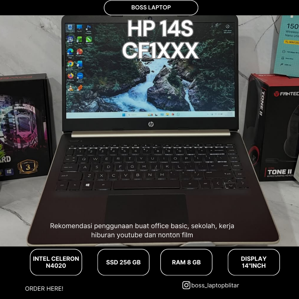Laptop HP 14S CF1XXX INTEL CELERON N4020 RAM 8GB SSD 256GB WINDOWS 11