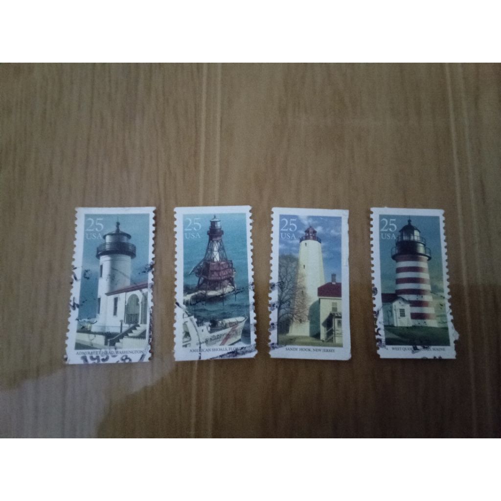 perangko vintage 25 cent usa edisi mercusuar | sepaket