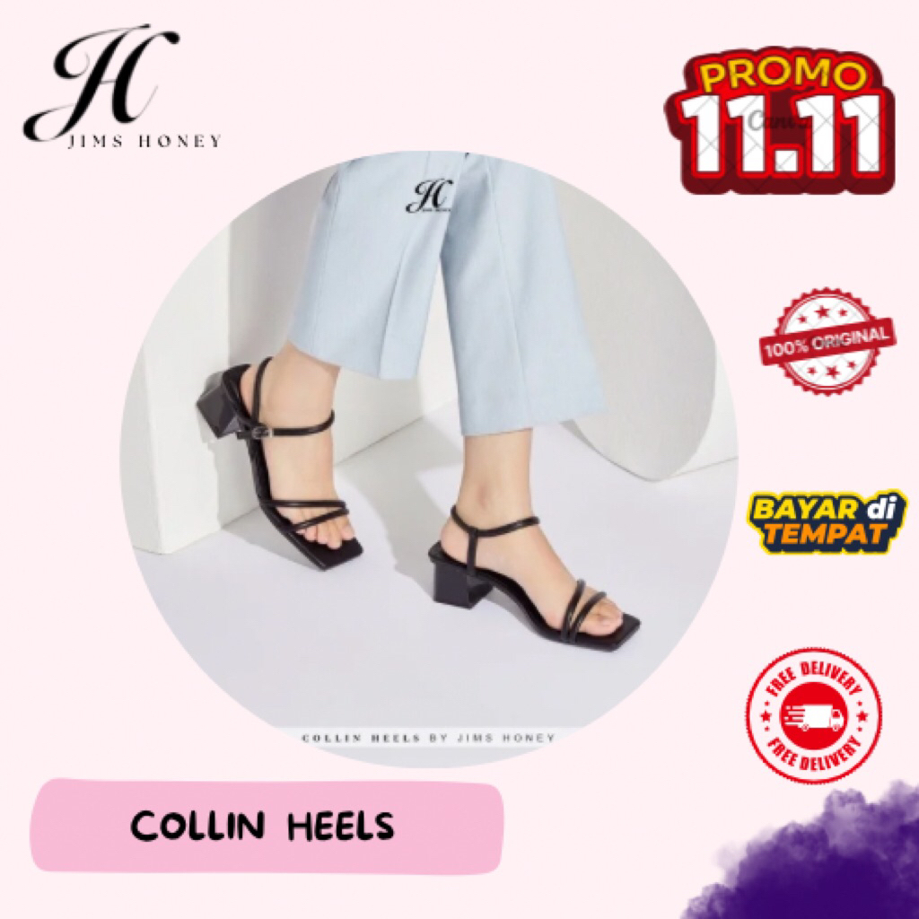 JIMSHONEY COLLIN HEELS WANITA, SEPATU SANDAL HAK SEDANG BERTALI