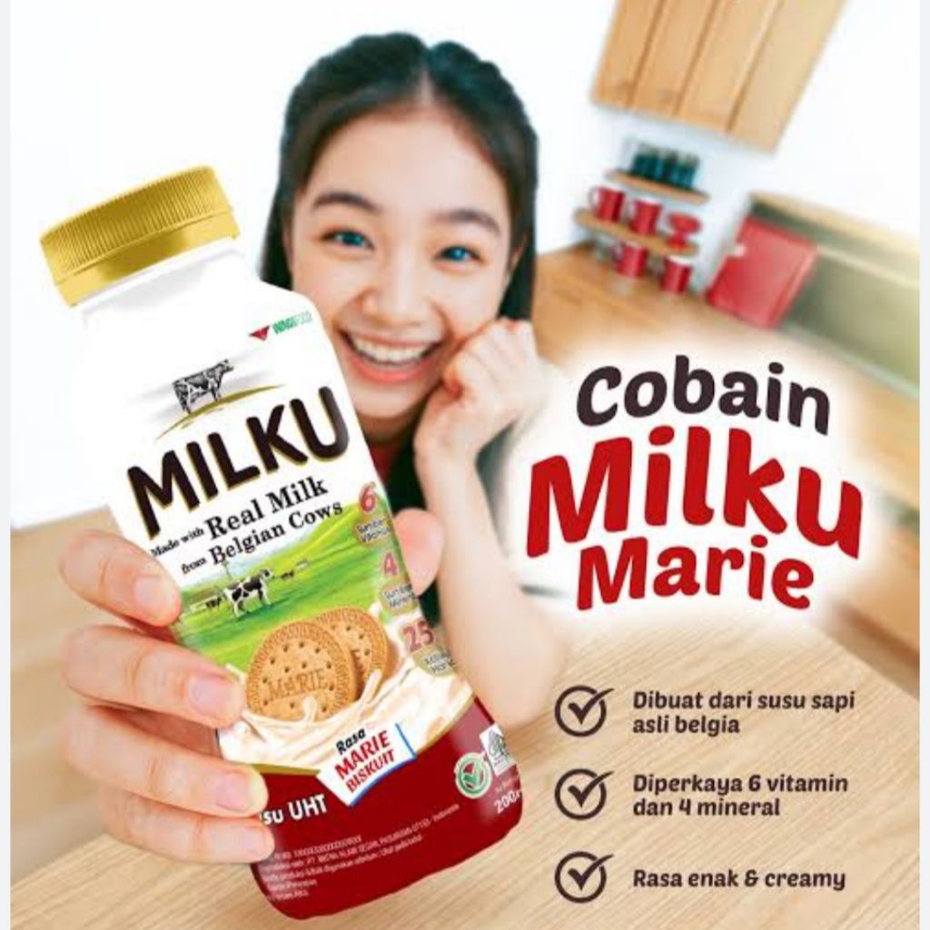 Susu UHT Milku 200ml/Milku Coklat/Milku Strawberry/Susu Botol Milku
