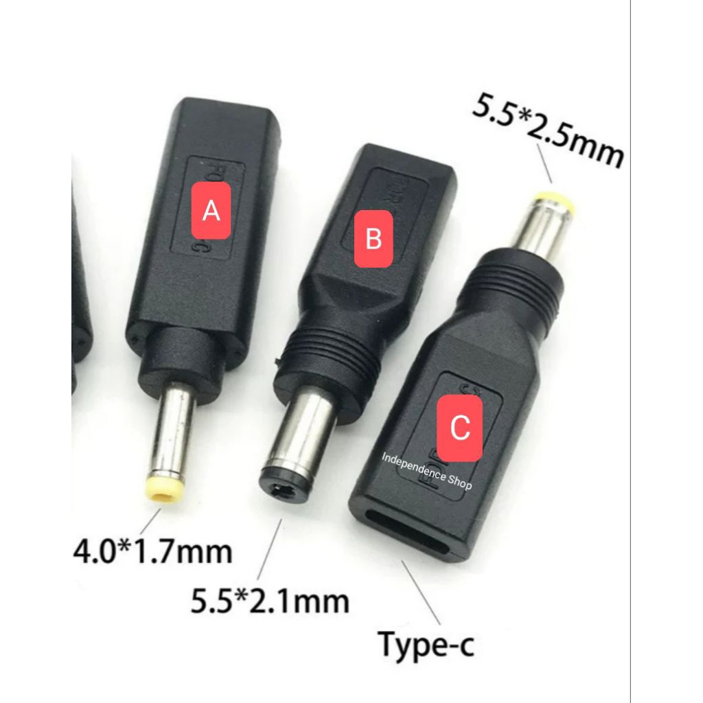 Converter Jack DC 4.0 x 1.7mm to type c female / Jack DC 5.5 x 2.1mm to type c female / Jack DC 5.5 