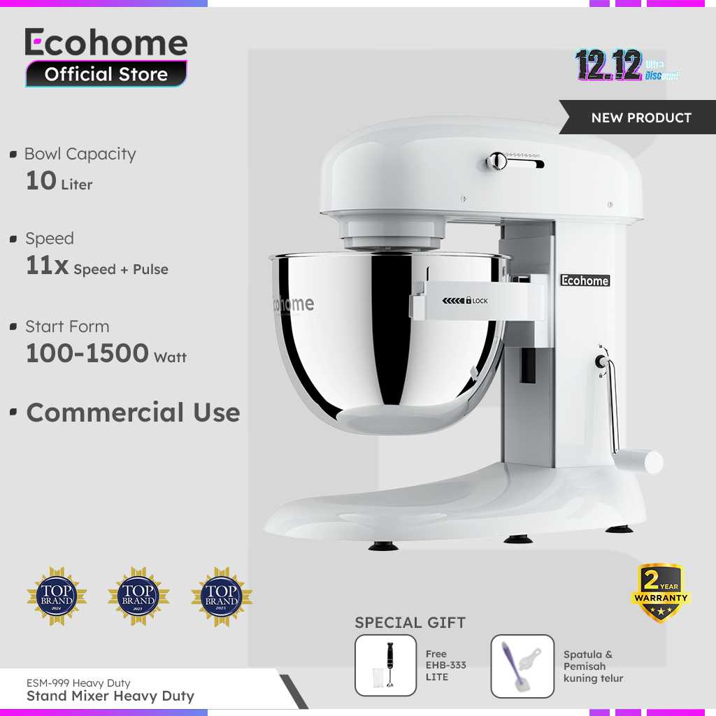 ECOHOME Stand Mixer Heavy Duty ESM999HD 10L Big Capacity Heavy Duty for Professional Use